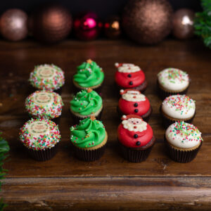 Kerstcupcakes mini's (12 stuks)